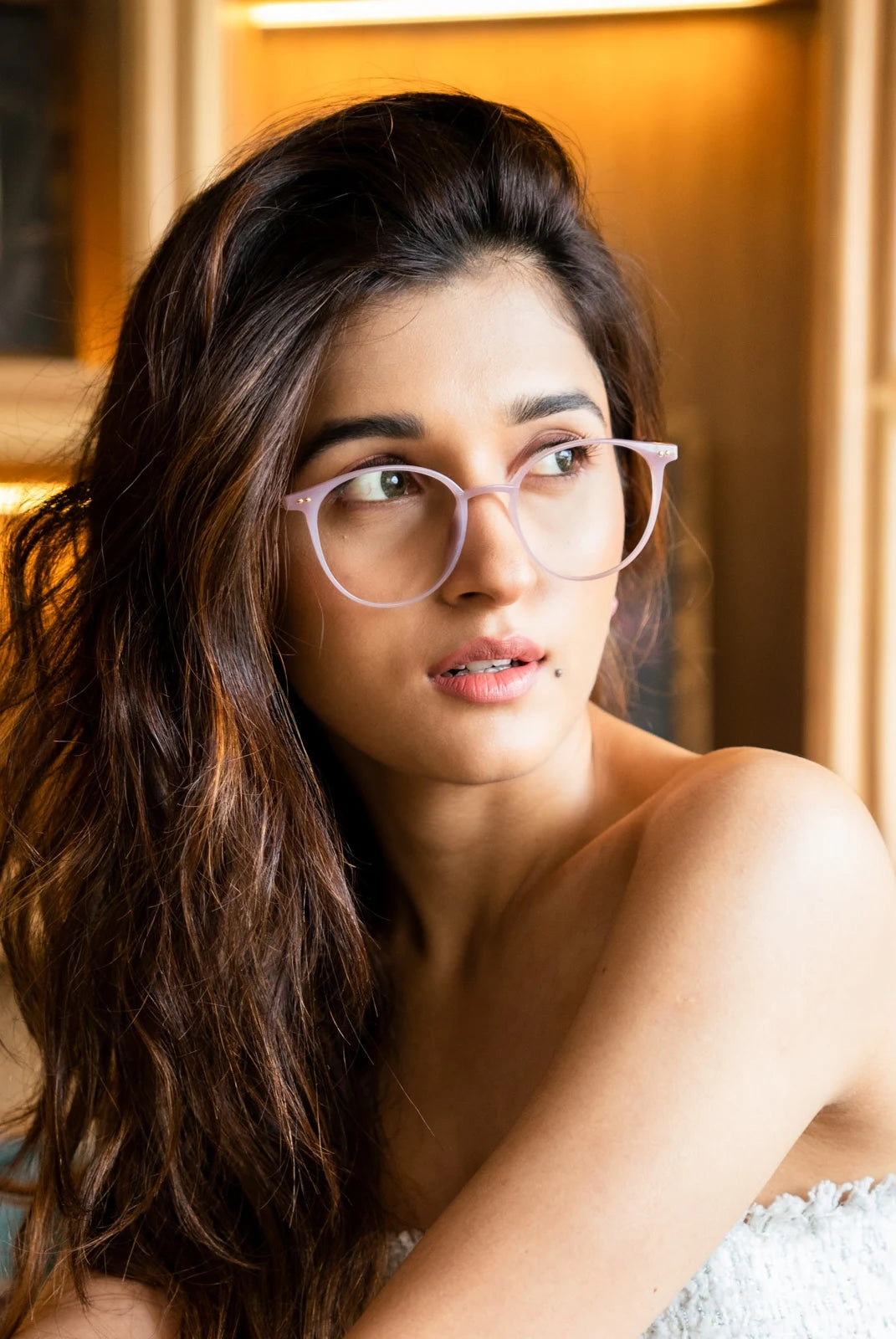 Nidhi Shah wearing Wolfeyes eyewear in the campaign shoot